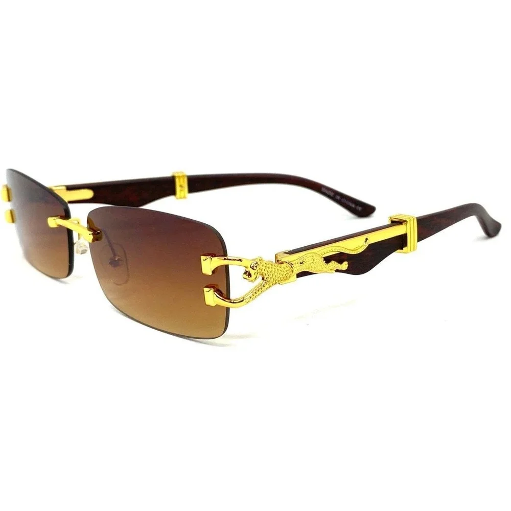 Womens Fashion New Sunglasses Frameless, Designer Inspired Brown Gradient Lens